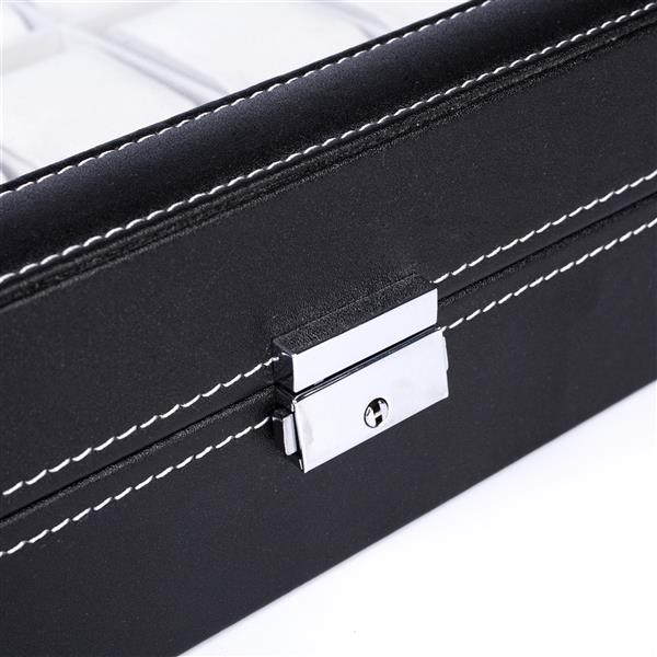 24-Compartment Leather Watch Box - Black