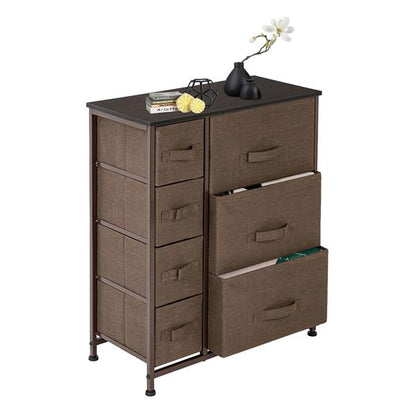 Dresser with 7 Drawers - Steel Frame, Wood Top, Fabric Bins