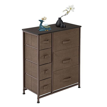 Dresser with 7 Drawers - Steel Frame, Wood Top, Fabric Bins