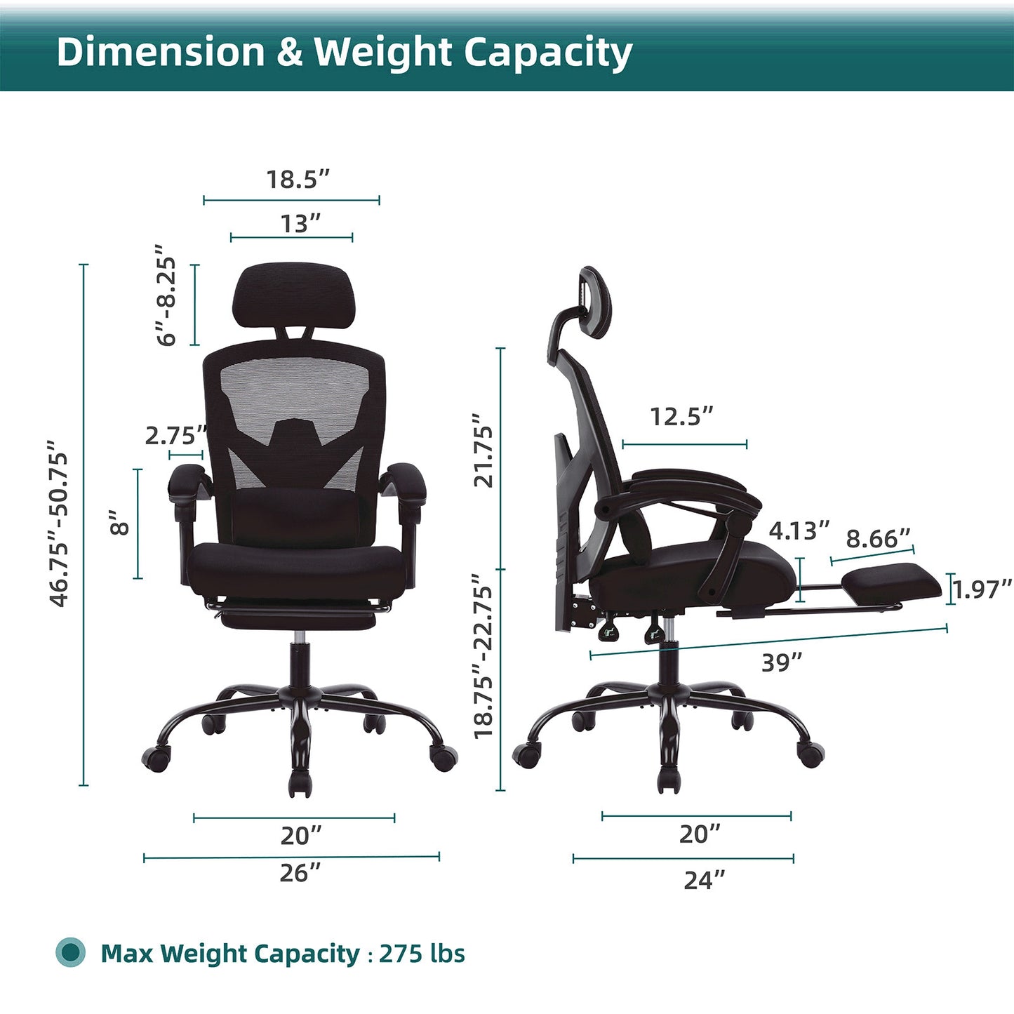 SWEETCRISPY Ergonomic Mesh Office Chair with Lumbar Support