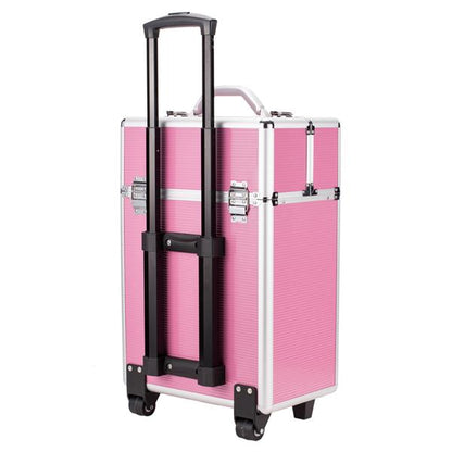 4-Tier Lockable Makeup Train Case - Pink