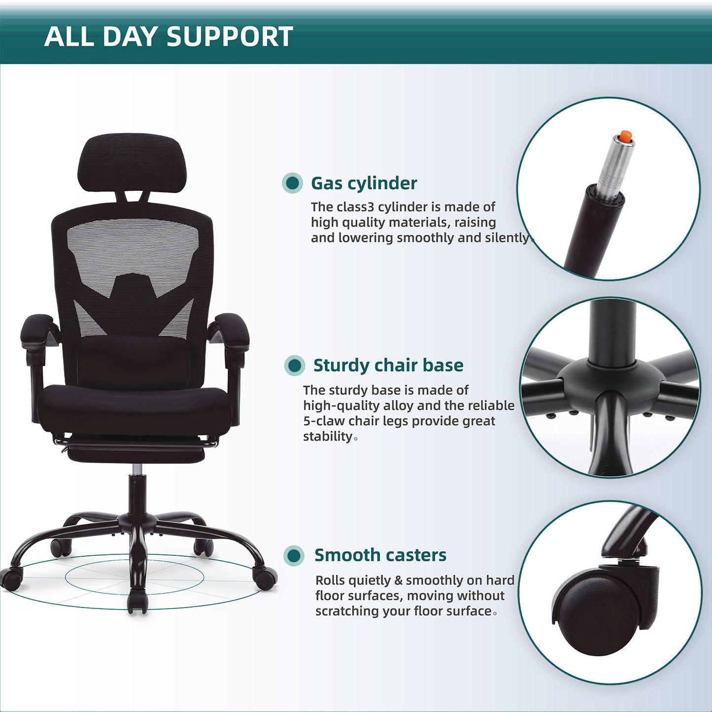 SWEETCRISPY Ergonomic Mesh Office Chair with Lumbar Support