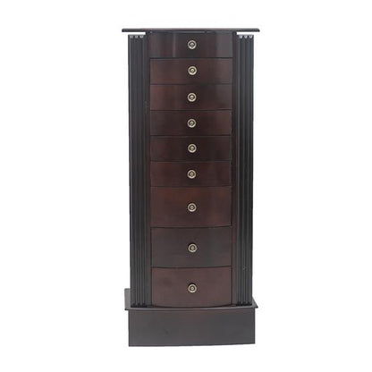 Jewelry Cabinet - Walnut Wood, Necklace Organizer