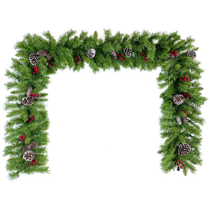 Pre-lit Xmas Tree Artificial Christmas 4-Piece Set,Garland, Wreath and Set of 2 Entrance Trees X-mas with LED Lights, Christmas Tree