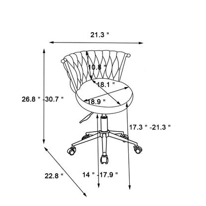 Upholstered Office Desk Chair, Adjustable Swivel Wheels, Ergonomic Design