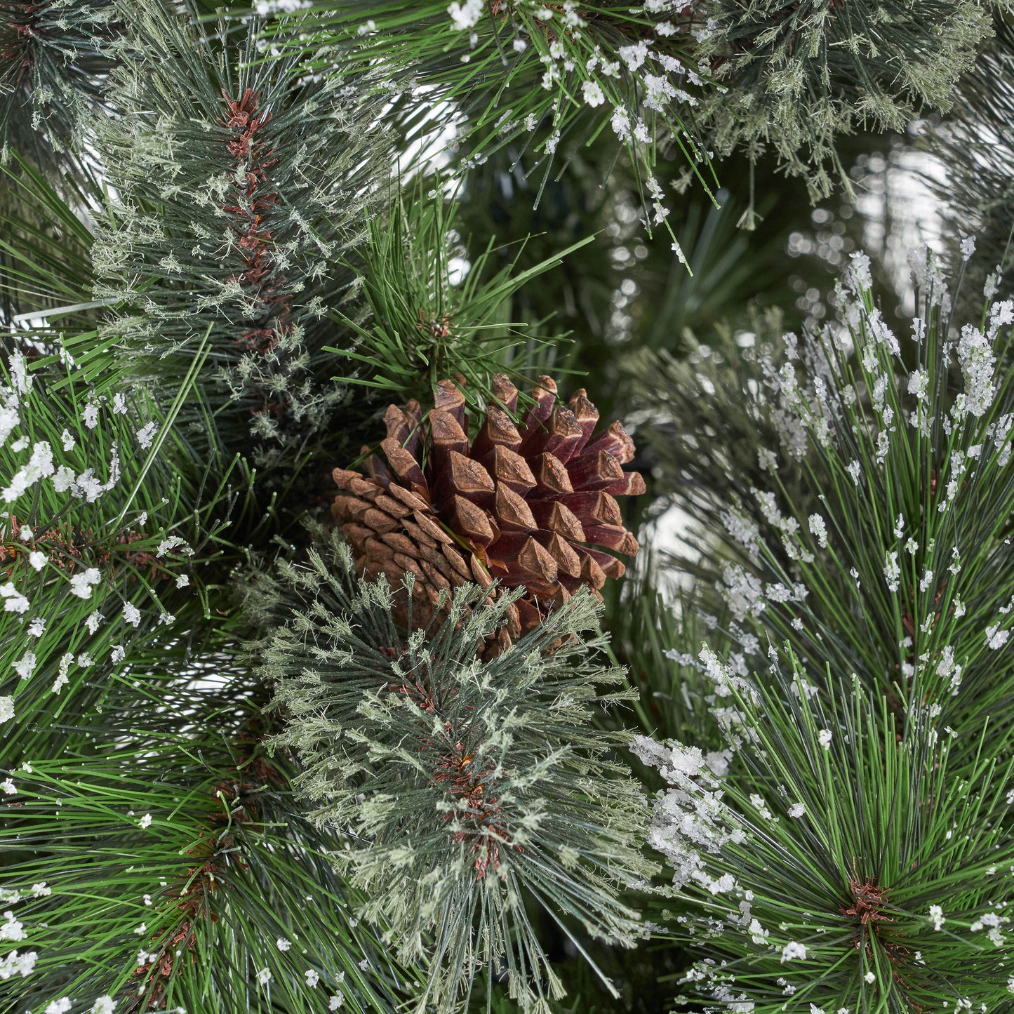 7' Faux Cashmere and Snow Bristle Mixed Tree with 75 Pine Cones and 1233 tips,Dia.:59