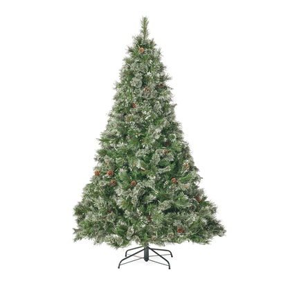 7'  Cashmere and Snow Bristle Mixed Tree with 75Pine Cones and 900 led Lights-UL,1233tips,Dia:59